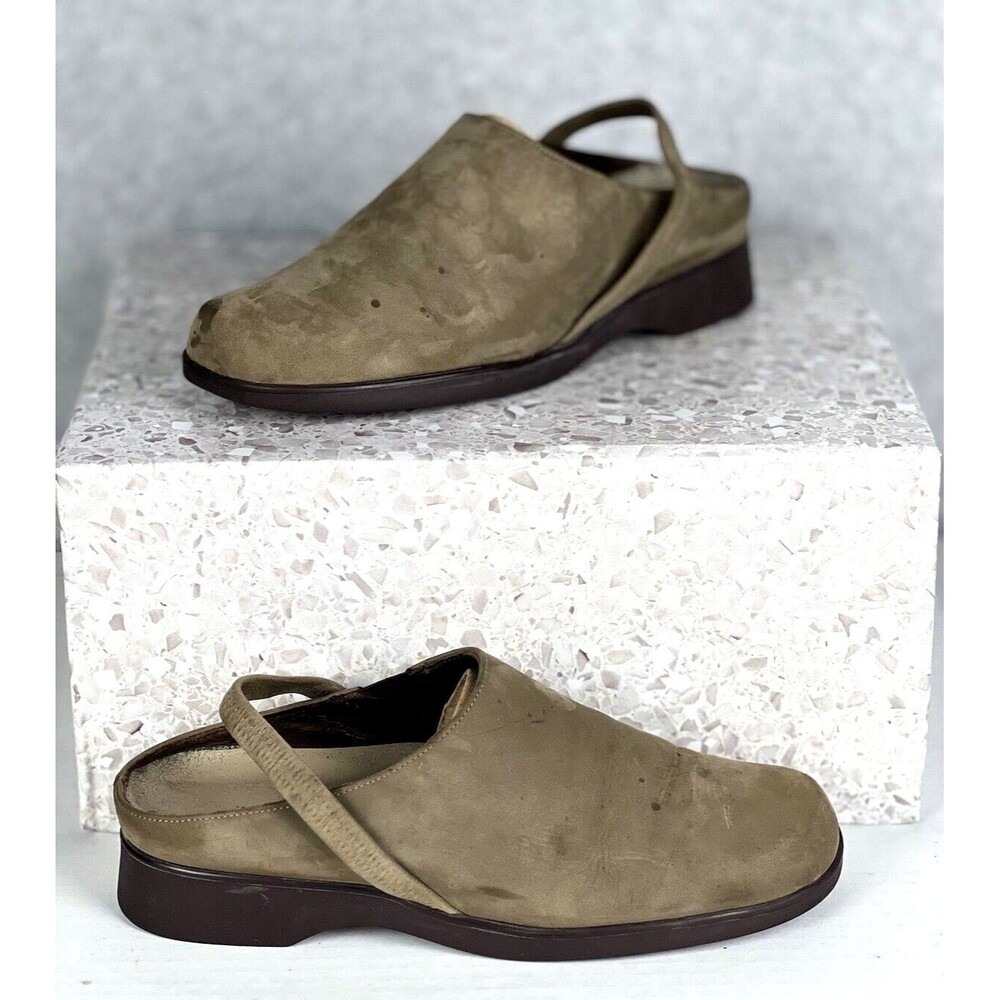 Munro American Traveller Comfort Shoes Brown Suede Mules Clogs Size 5